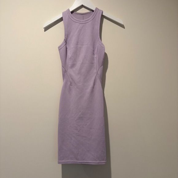 lululemon athletica Dresses & Skirts - Lululemon Ebb to Street Mini Dress Lilac Purple Ribbed Racerback Size 0 LW1ECYS
